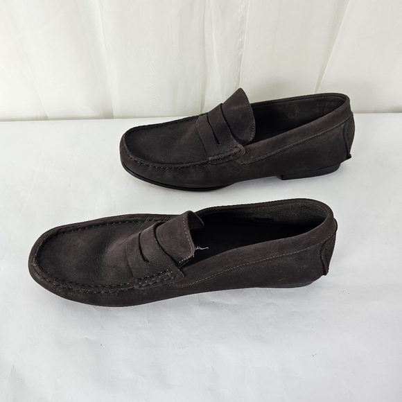 Laurent Effel Chocolate Brown Suede Leather Loafer Driving Shoe Size 44 - Picture 3 of 9